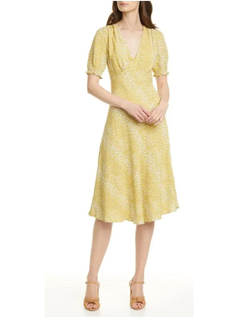 Nwt Diane Von Furstenberg Idris Print V-Neck Midi A-Line Dress Size 12 $298 [Jb]